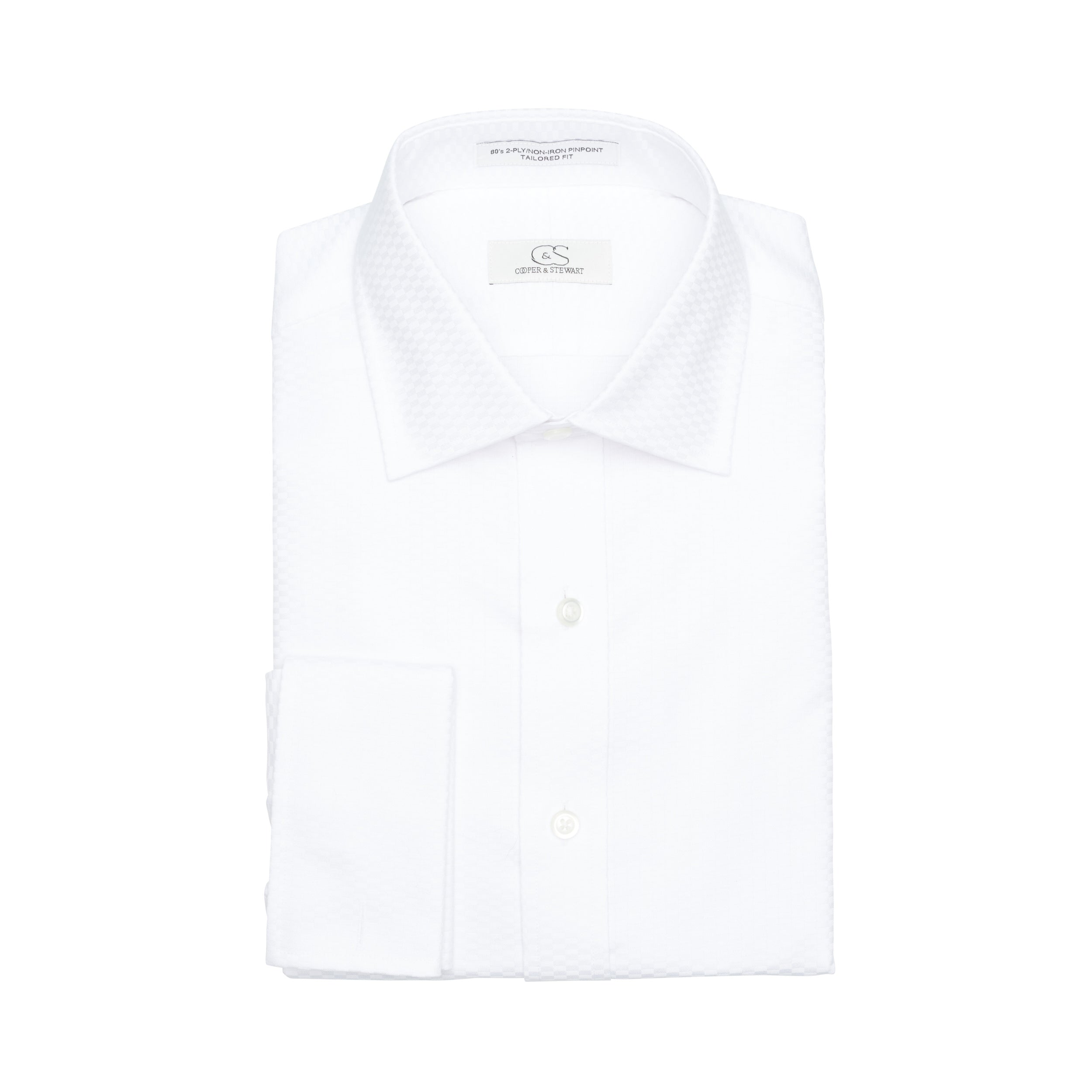 Cooper & Stewart - White Tonal Tuxedo Shirt