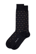 Napier (Long) Paisley & Spot Merino Wool Long Men's Socks Dark Navy