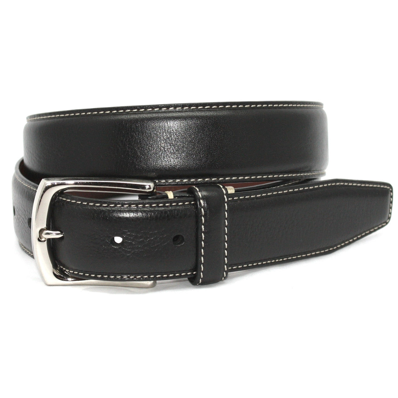 Torino - Burnished Tumbled Leather Belt - Black