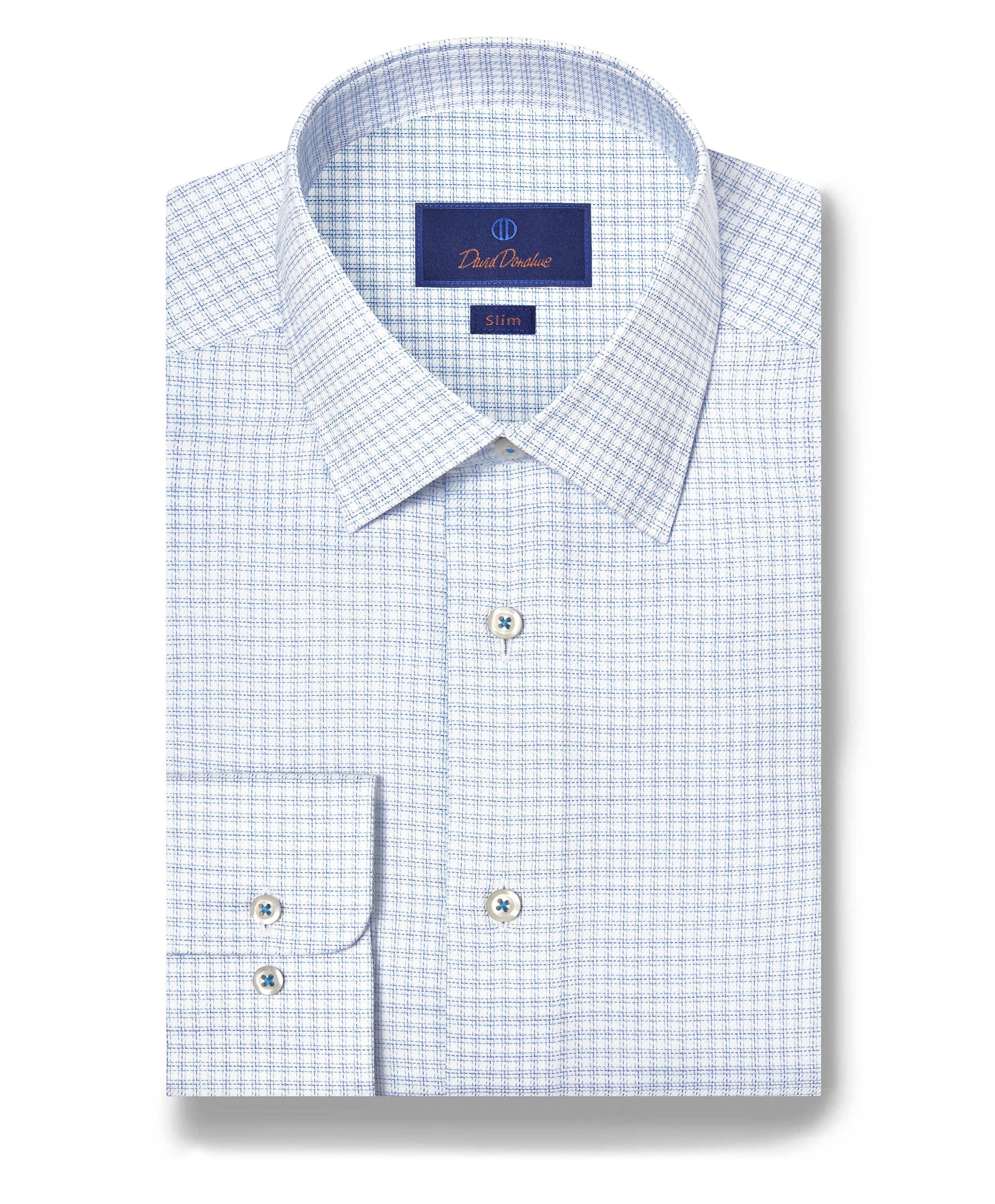 David Donahue - White & Blue Twill Check