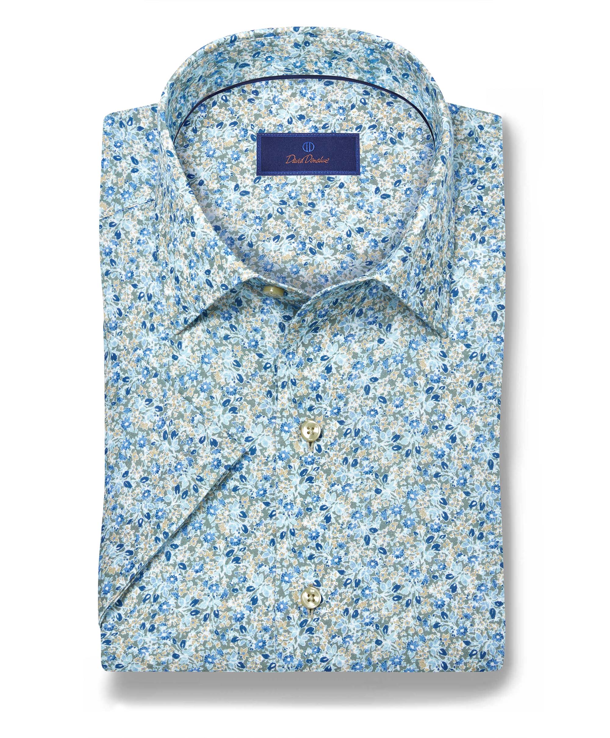 David Donahue - Sage Floral Linen Blend SS