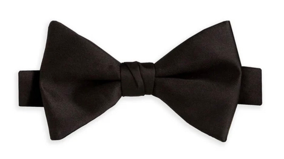 David Donahue -  Black Satin Pre-tied Bow Tie