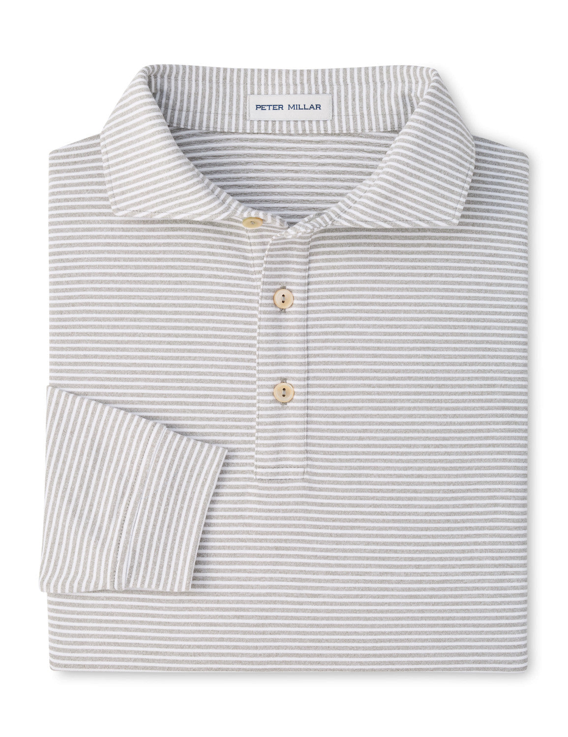 Peter Millar - Lyons Stripe Perf Jersey Long-Sleeve Polo - Edwin Spread Collar