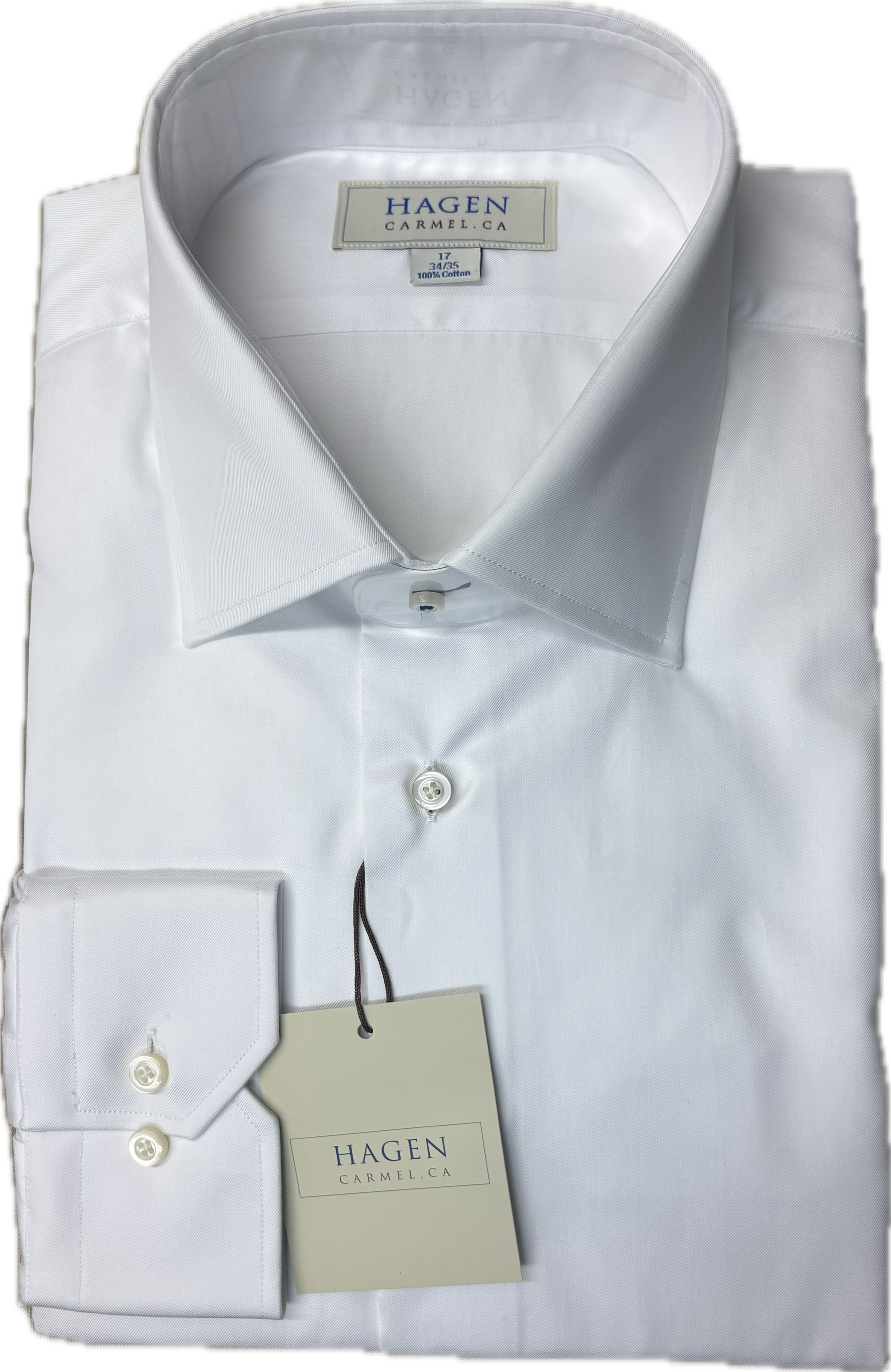 Hagen - White Super Fine Twill Dress Shirt