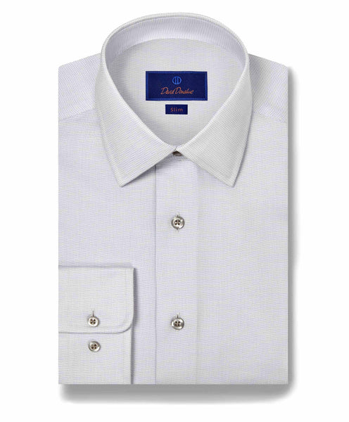 David Donahue - White & Pearl Signature Stretch Dress Shirt