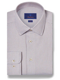 David Donahue - Chocolate & Sky Oxford Dobby Dress Shirt