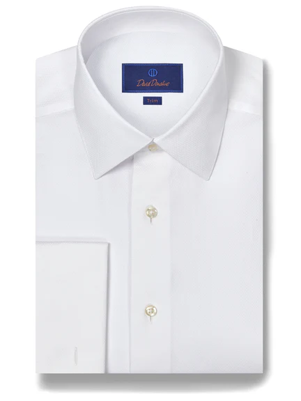 David Donahue - White Geometric Dobby Formal Shirt