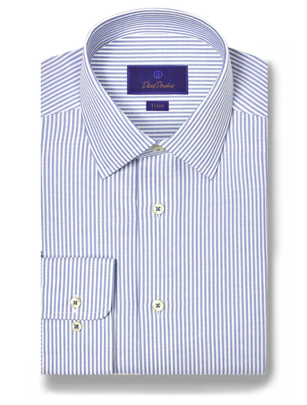 David Donahue -  White & Blue Stripe Cashmere Blend