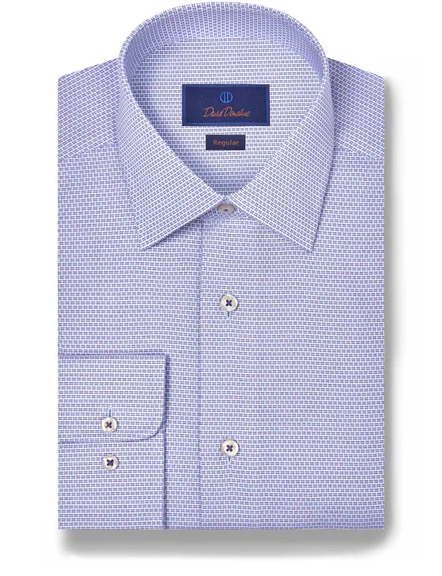 David Donahue - Purple Textured Twill Dress Shirt