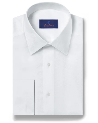 David Donahue - White Dobby Weave French Cuff