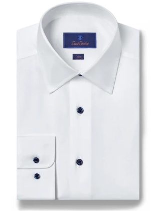 David Donahue - Super Fine Twill Dress Shirt Blue Button