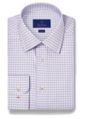 David Donahue - Sky & Berry Twill Check Dress Shirt