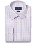 David Donahue - Purple Multi Poplin Check Dress Shirt