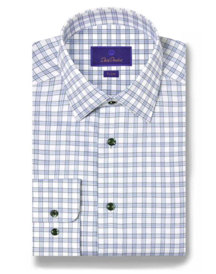 David Donahue - Blue & Green Herringbone Check