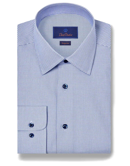 David Donahue - Blue Micro Dobby Dress Shirt