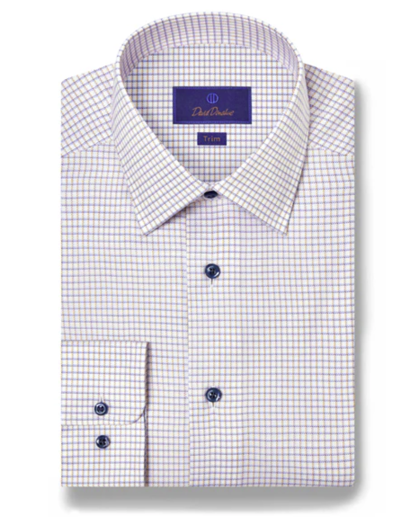David Donahue - White & Orange Dobby Check