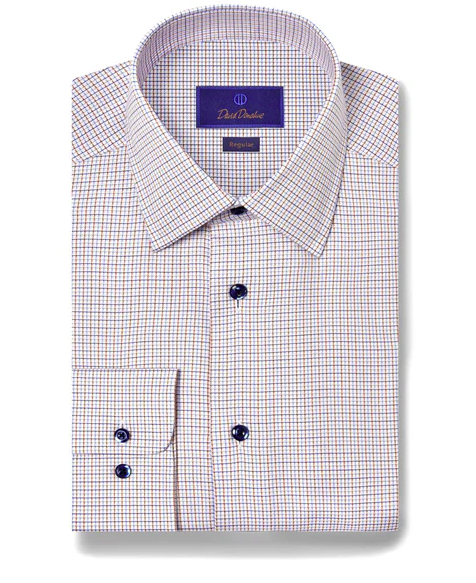 David Donahue - Blue & Orange Textured Dobby Dress Shirt