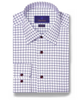 David Donahue - White & Merlot Windowpane Check Dress Shirt