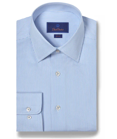 David Donahue - Blue & White Fine Stripe Dress Shirt