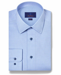 David Donahue - Blue Houndstooth Signature Stretch Dress Shirt