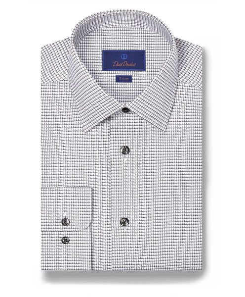 David Donahue - Charcoal Micro Check Dress Shirt