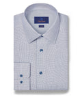 David Donahue - Navy & White Micro Herringbone Silk Blend
