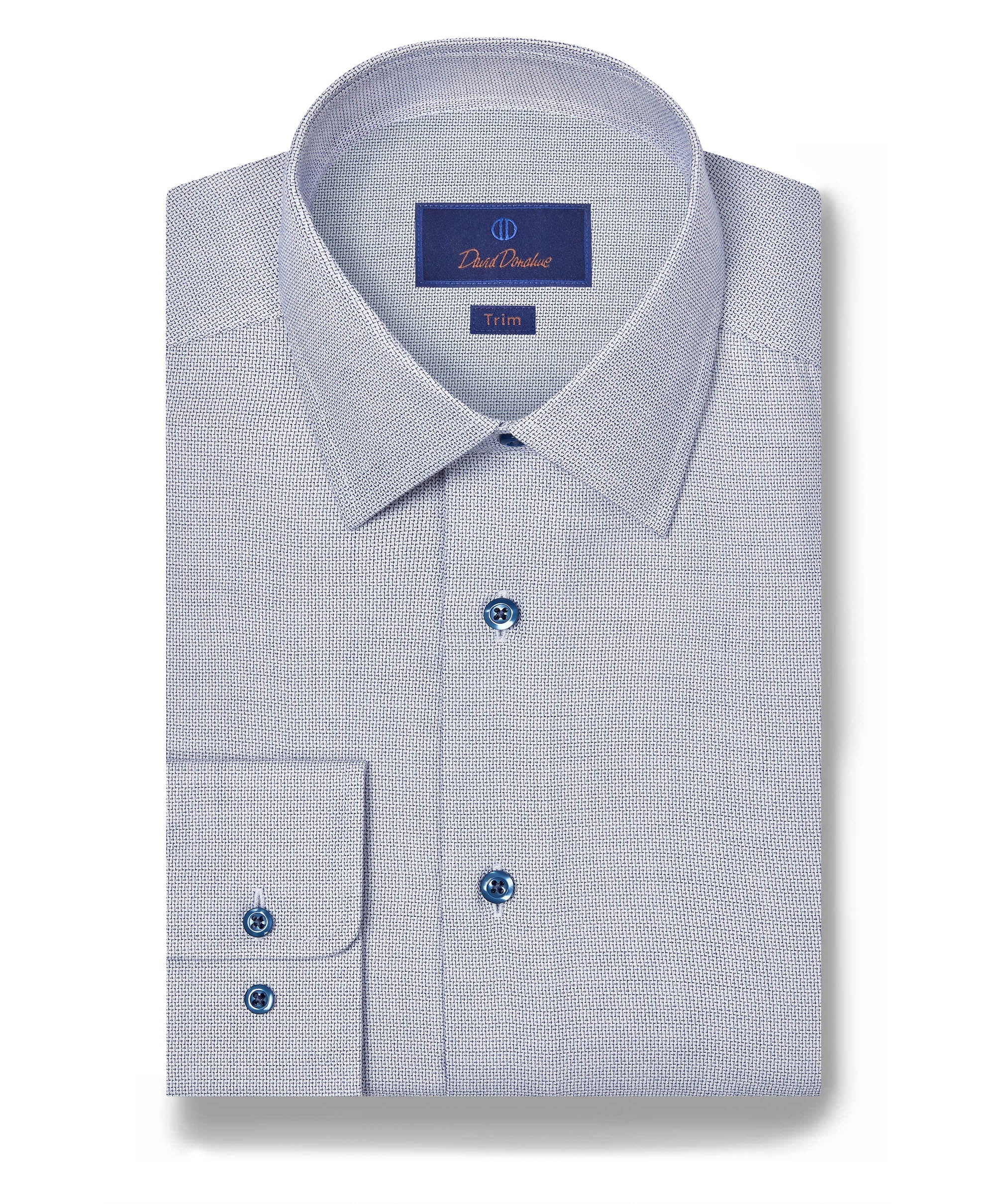 David Donahue - Navy & White Micro Herringbone Silk Blend