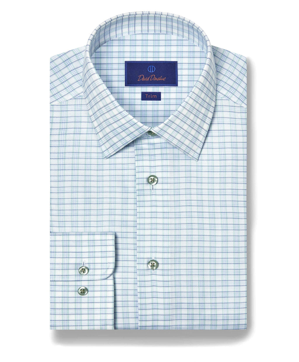 David Donahue - White & Pistachio Dobby Check