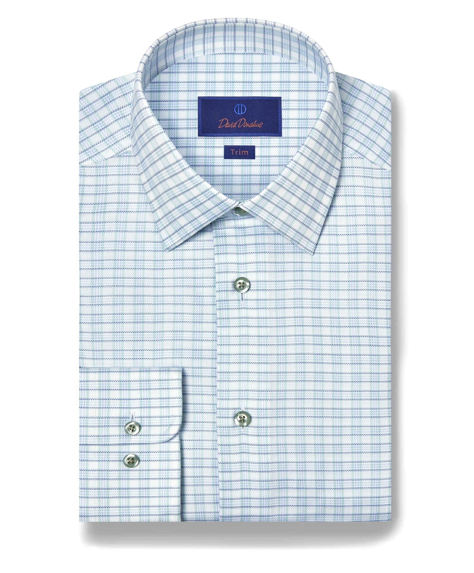 David Donahue - White & Pistachio Dobby Check
