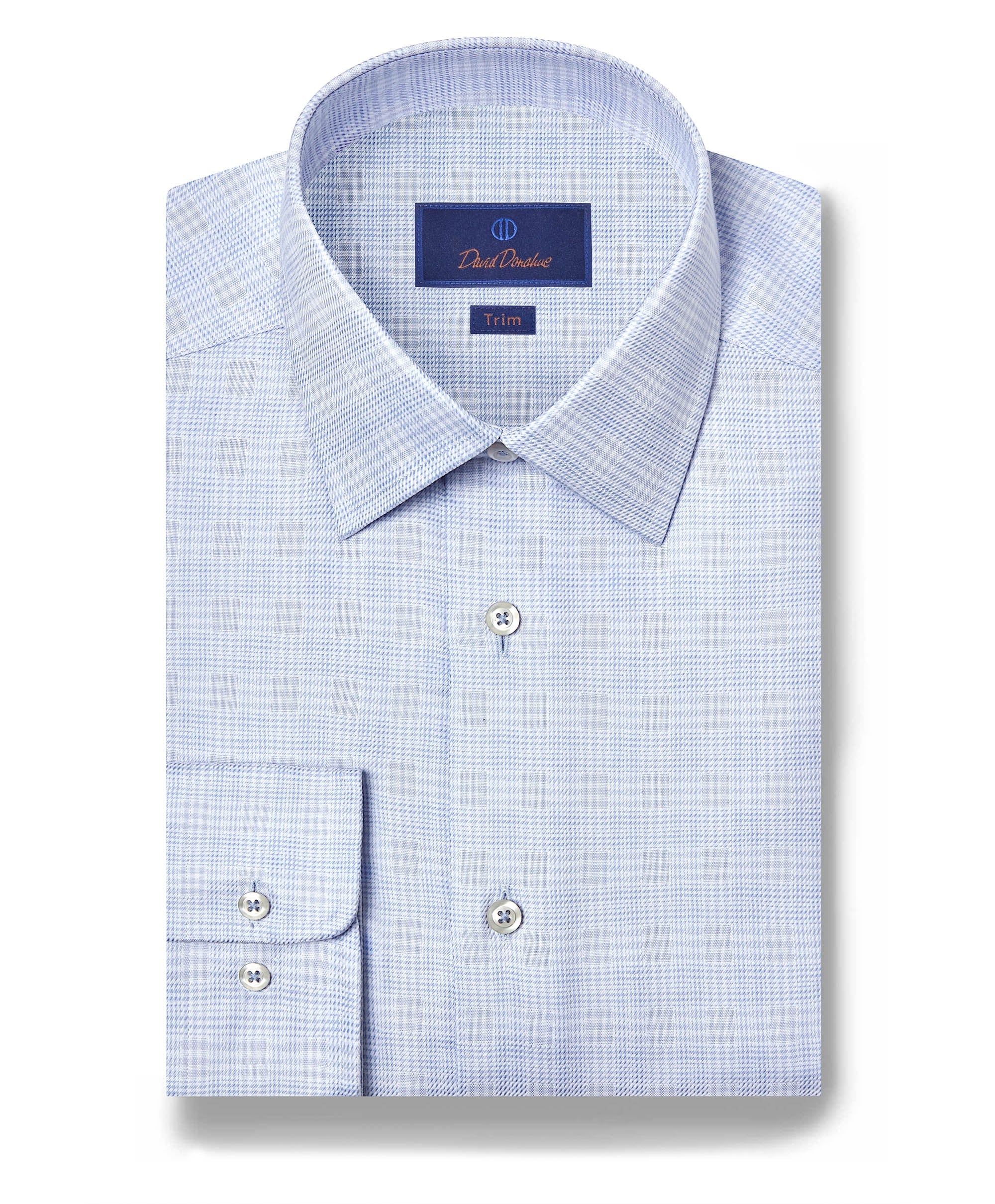 David Donahue - Sky Dobby Check Dress Shirt