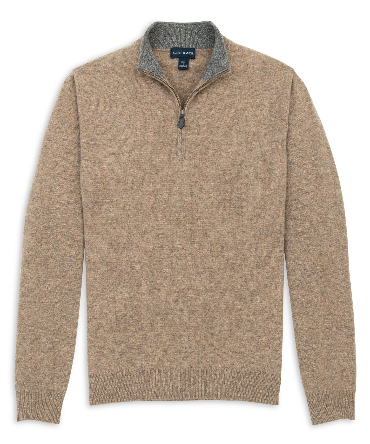 Scott Barber - Fine Gauge Cashmere Zip Mock Sweater