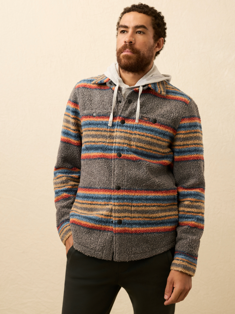 Faherty - Range Fleece CPO - Buffalo Rock Stripe